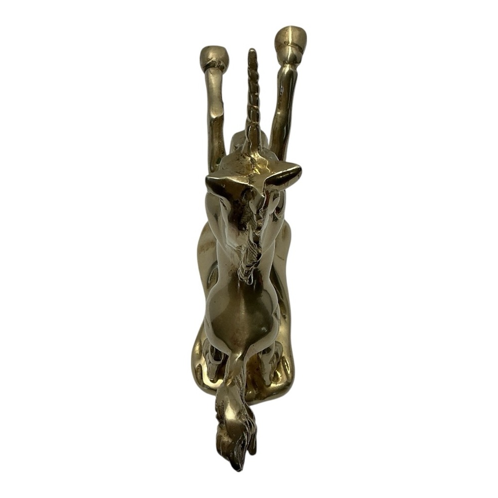 Brass Rearing Unicorn Mythical Figurine Mounted On Brass Cloud MCM 1970s Vintage - Picture 13 of 16